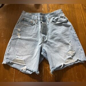 Levi's Light Blue Distressed Jean Shorts